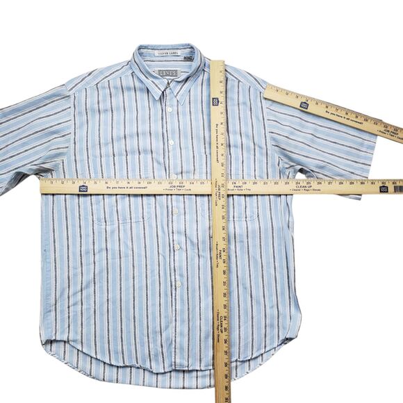 Vintage Levis Silver Label Big E Shirt Mens Large Striped Short Sleeve - Picture 5 of 7